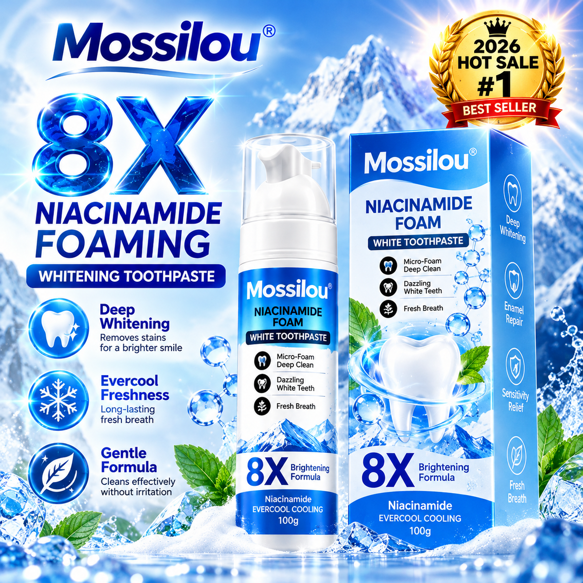 8X Niacinamide Foaming Whitening Toothpaste